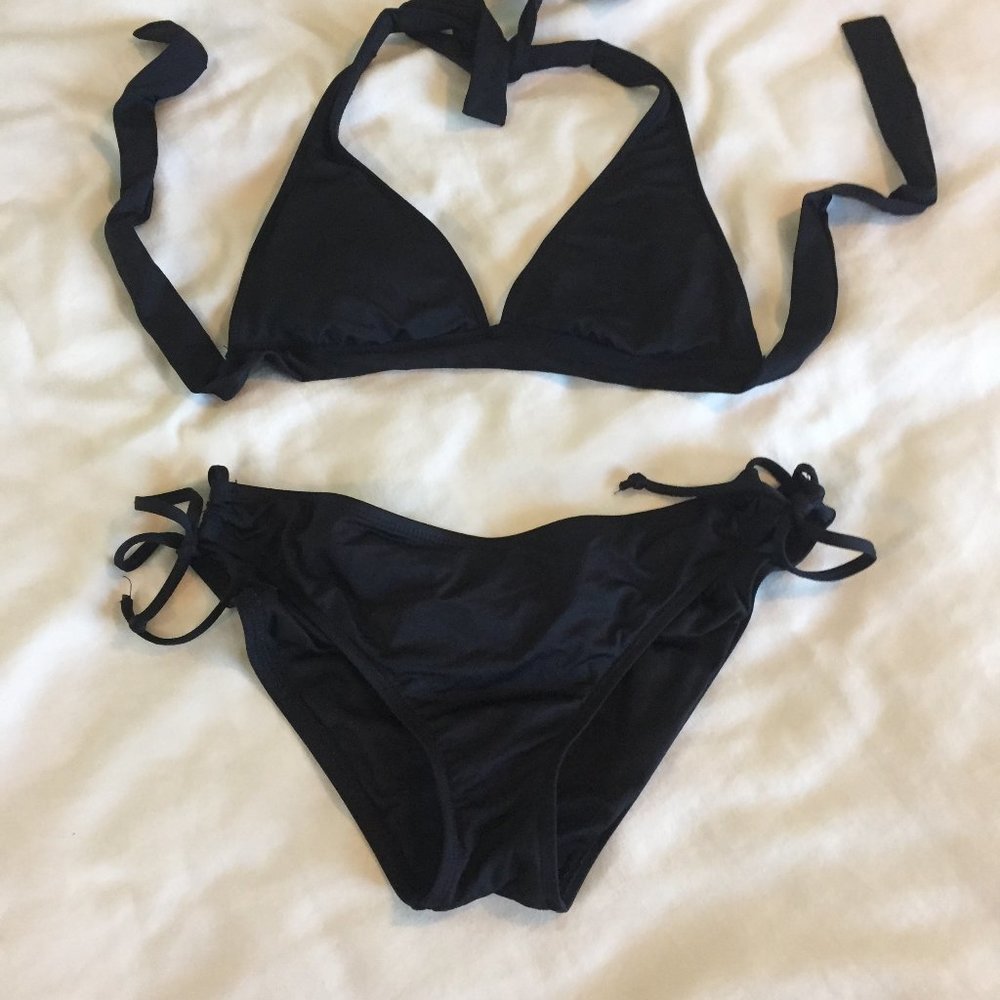Mossimo Classic Black Halter Top & Side-Tie Bikini - Picture 1 of 8
